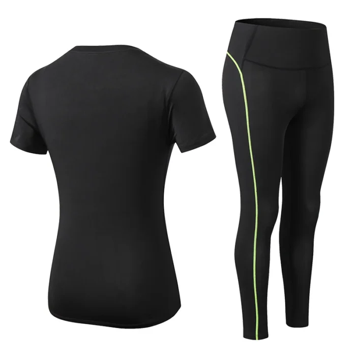 Yoga Set Quick Dry 2 Piece Female Short-sleeved long Pants Outdoor Sportswear - Image 4