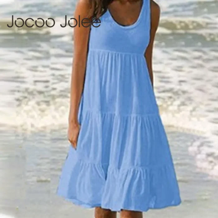 Jocoo Jolee Women Causual O Neck Sleeveless Ruffles - Image 5