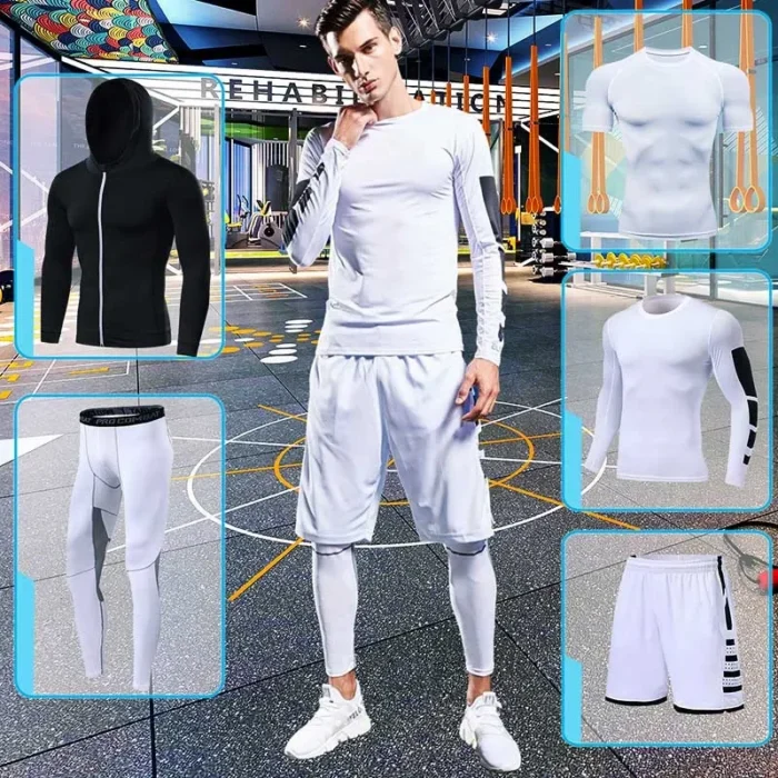 Men's Running Tracksuit Training Fitness Sportswear Set Compression Leggings Sport - Image 4