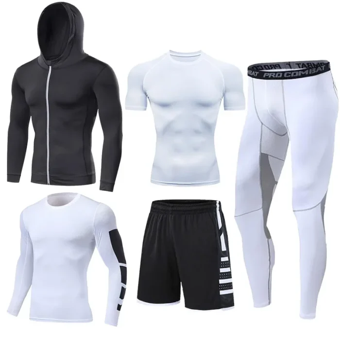 Men's Running Tracksuit Training Fitness Sportswear Set Compression Leggings Sport - Image 2