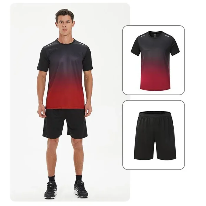 Fitness Clothes Ice Silk Quick Drying T-shirt Suit Men Short Sleeve - Image 3