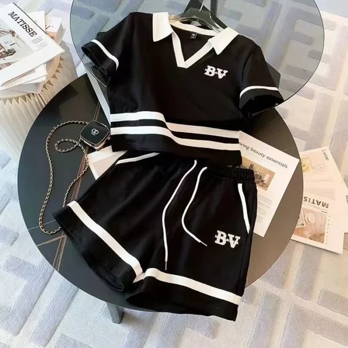 Baby Girls Clothes Set Summer New Teenage Turn Down Collar Outfits Young Girls - Image 6
