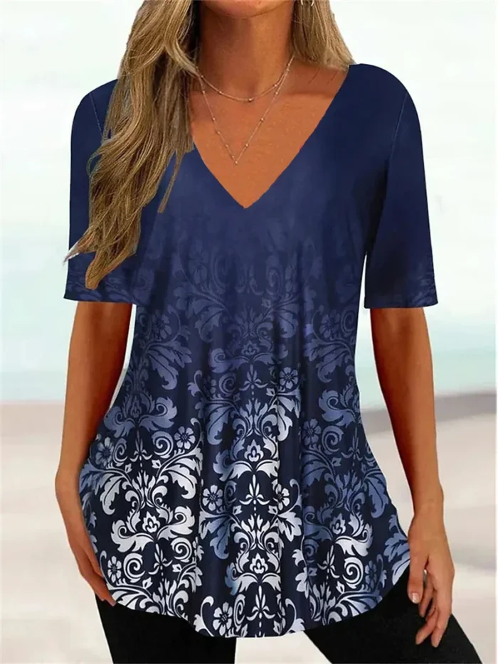 Simple Women's T-shirt 3d Wave Curve Tee Fashion - Image 4