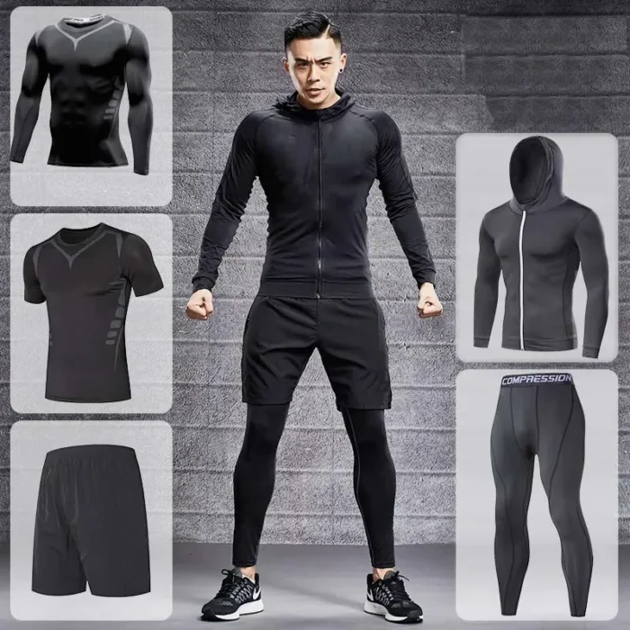 Men's Running Tracksuit Training Fitness Sportswear Set Compression Leggings Sport - Image 3