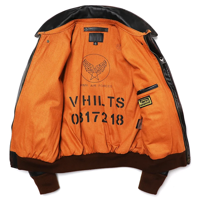 Classic A-2 Type Horsehide Us Air Force Genuine Leather Jacket - Image 5
