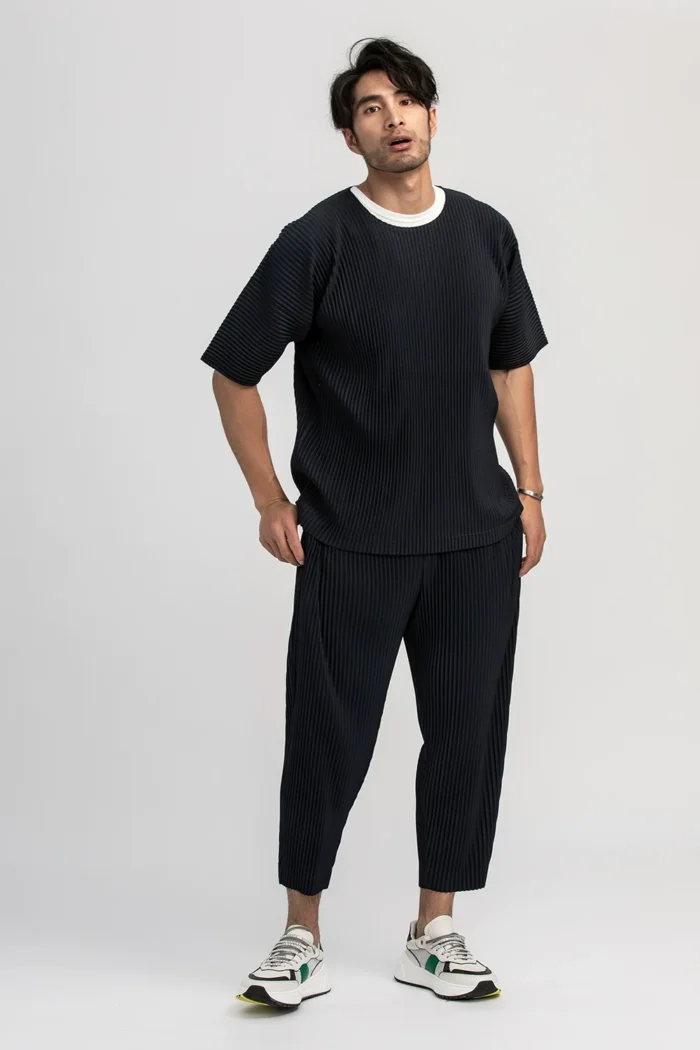 Miyake Pleated Pants Solid Tapered Pants Pencil Pants Four-season Casual Bottoms - Image 5